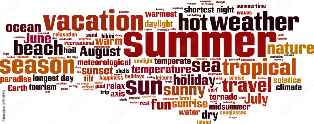 Summer word cloud concept. Vector illustration