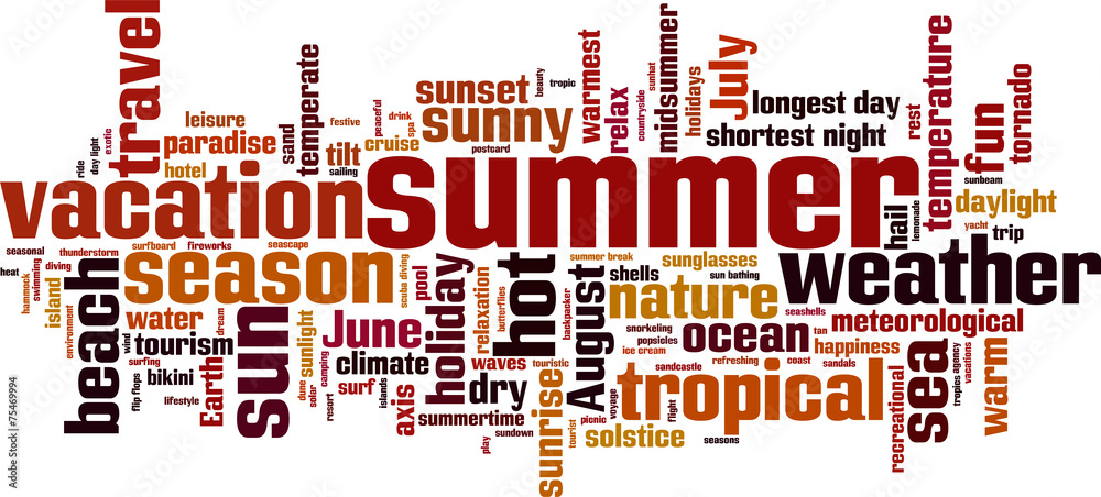 Summer word cloud concept. Vector illustration Summer word cloud concept. Vector illustration