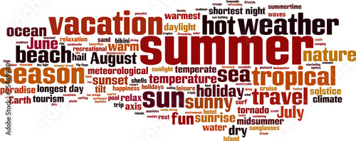 Summer word cloud concept. Vector illustration