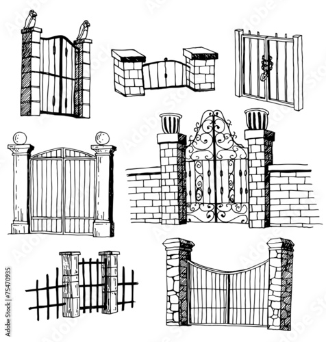 gate icon Set, vector illustration