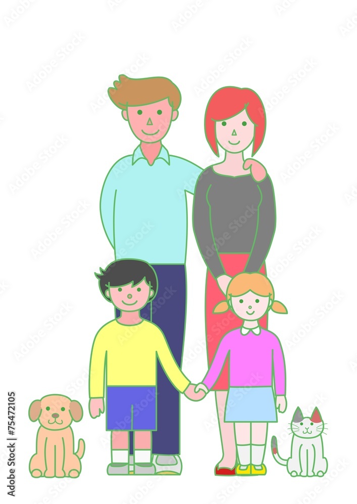 父母と子供たちとペット 父母と子供たちとペット