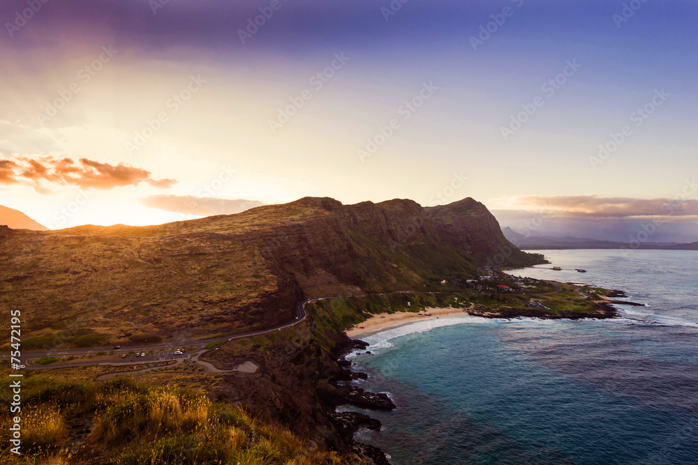 Sunset from the Makapuu Lighthouse elevated lookout