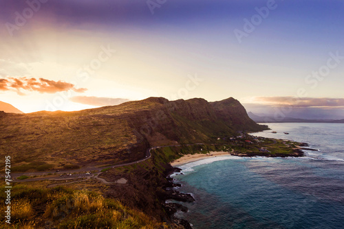 Sunset from the Makapuu Lighthouse elevated lookout photo