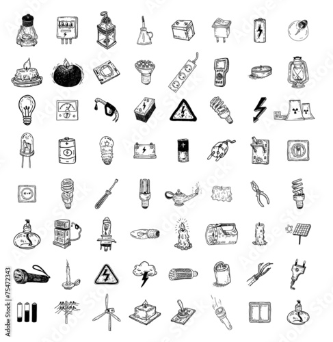 Big doodle set, collection icon, vector.
