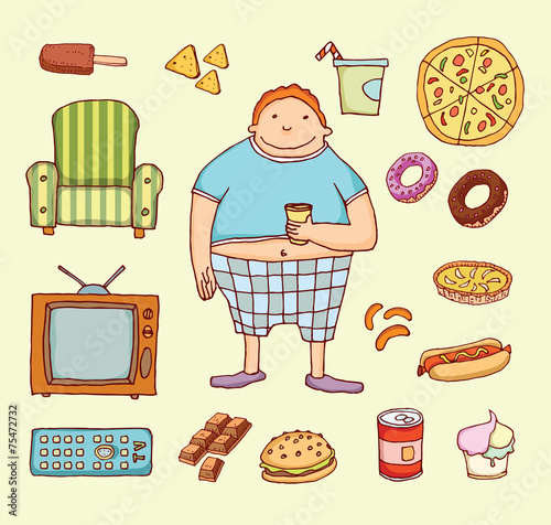 Couch potato cartoon. Vector illustration.
