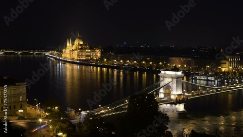 General view of Budapest night timelapse