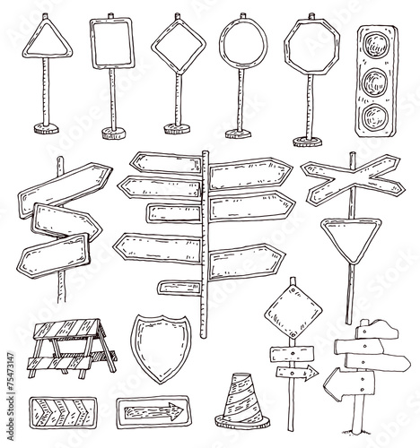 Wooden signs set . Vector illustration.