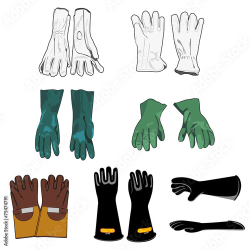 Safety equipment models of protective gloves