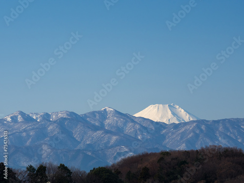 初春の富士山と丹沢山系