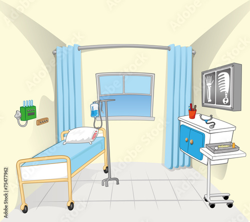 This illustration and background setting of a hospital room