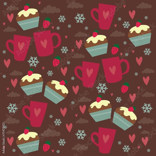 coffee cup cupcake love pattern