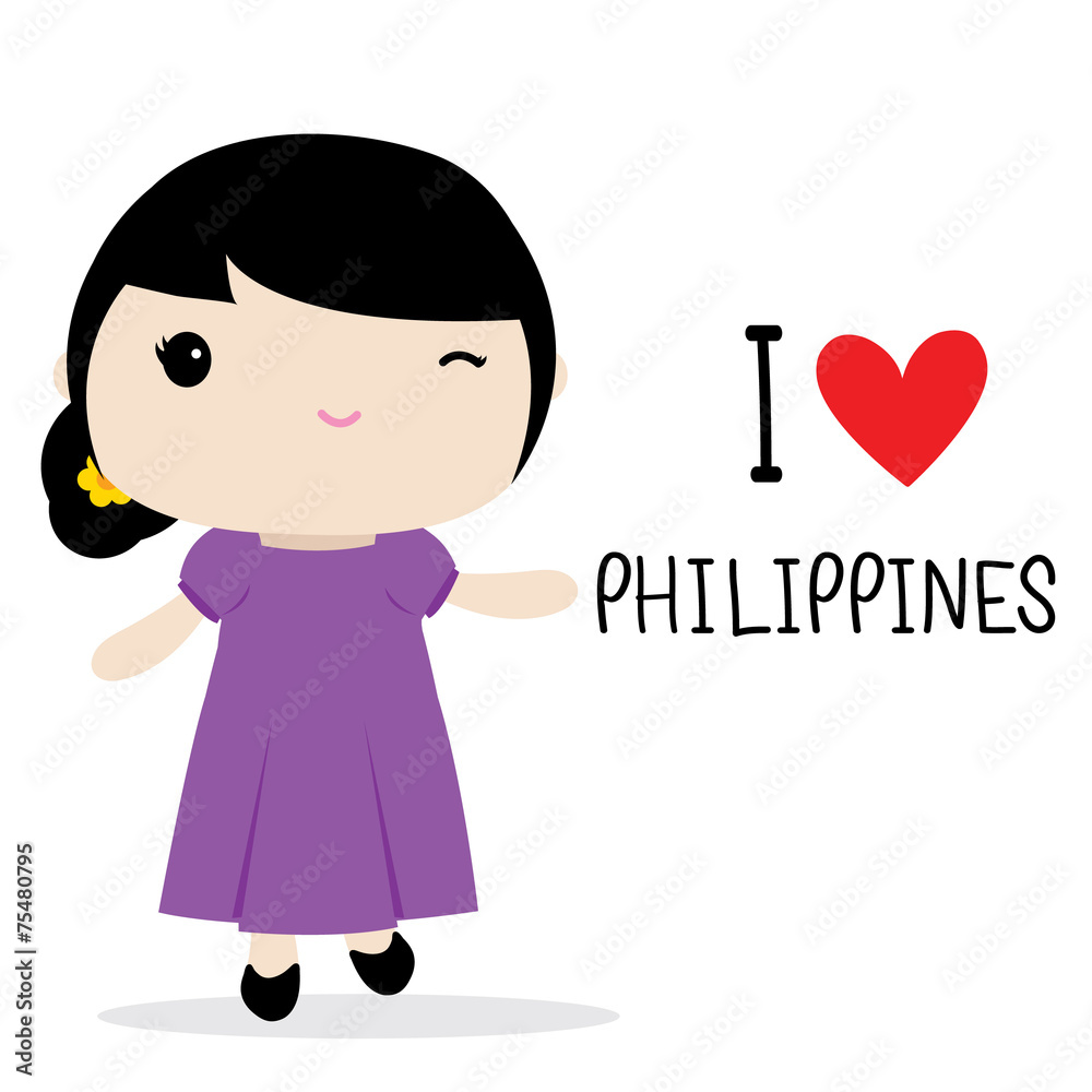 Philippines Women National Dress Cartoon Vector Philippines Women National Dress Cartoon Vector