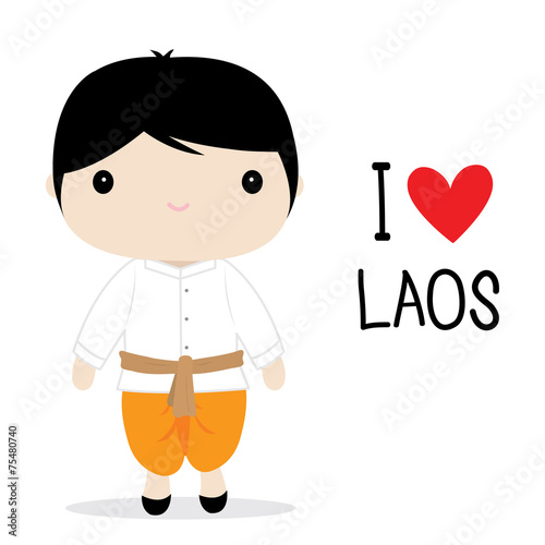 Laos Men National Dress Cartoon Vector
