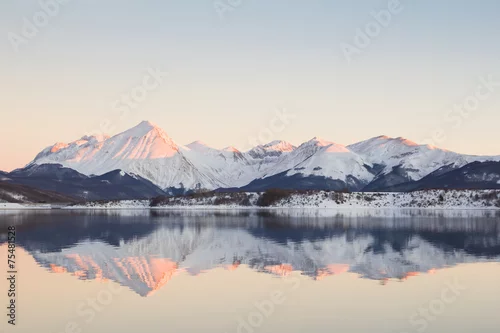 Obraz Pokryte śniegiem Apeniny o zachodzie słońca