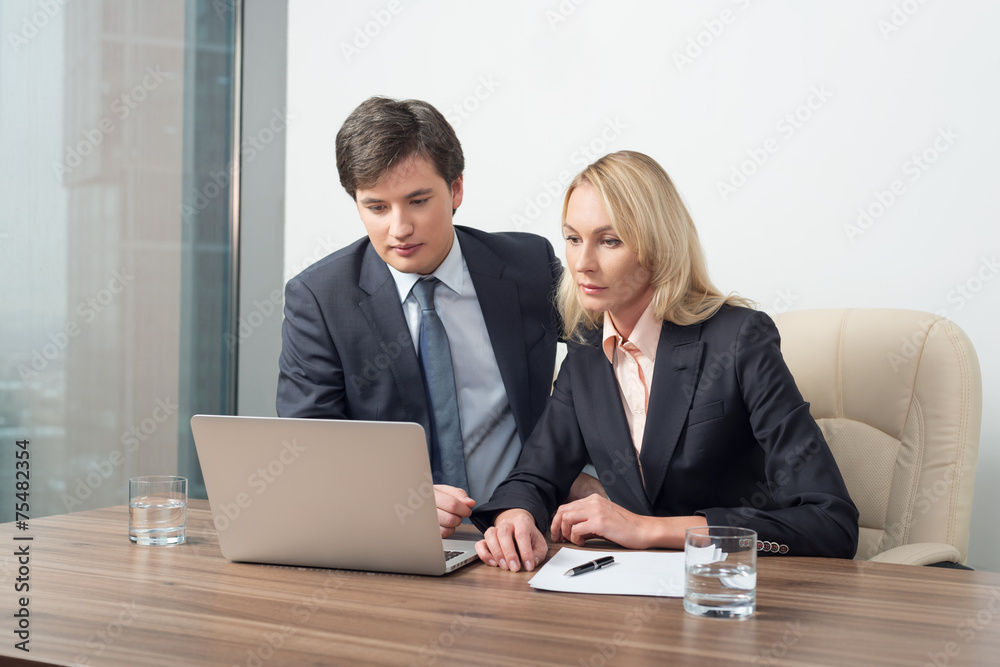 Obraz premium business partners using laptop