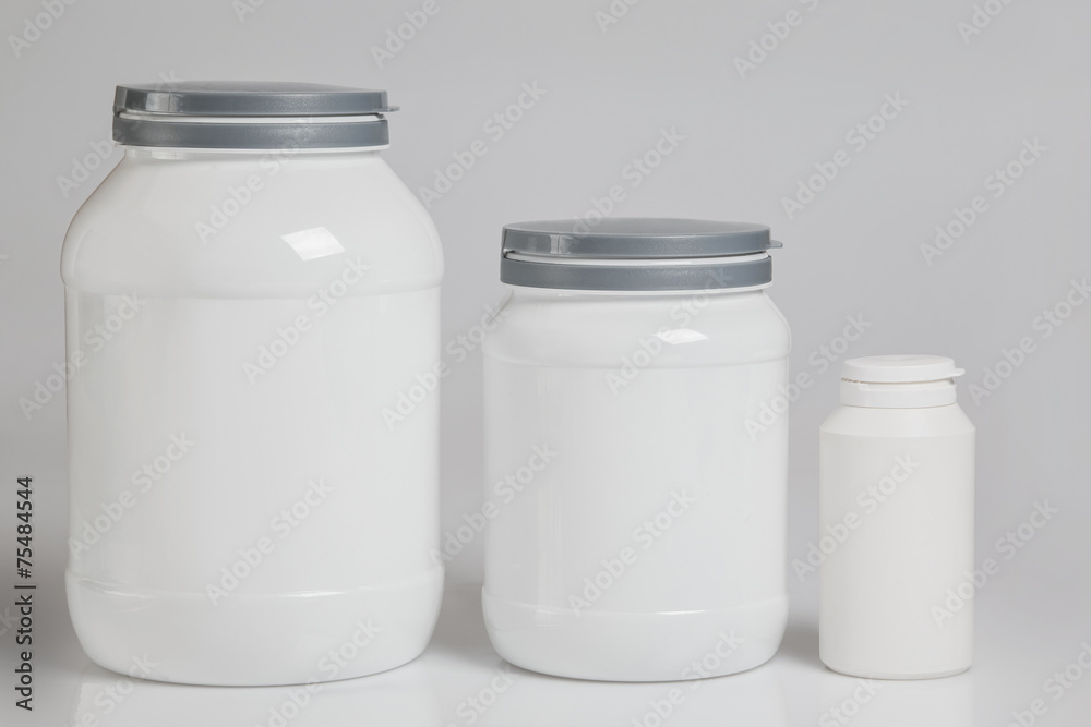 Jars with food supplements Jars with food supplements