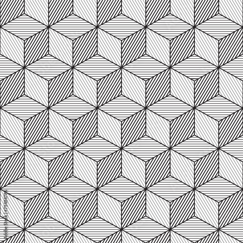 Cube background, line design, seamless pattern