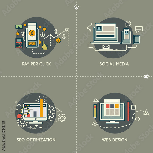 Pay per click, social media, web design, SEO