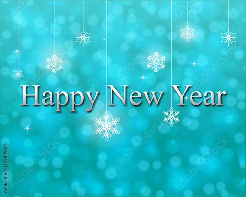 happy new year on turquoise bokeh vector