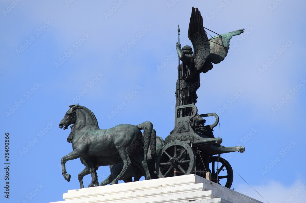 Statue of Victory driving the quadriga in Rome, Italy