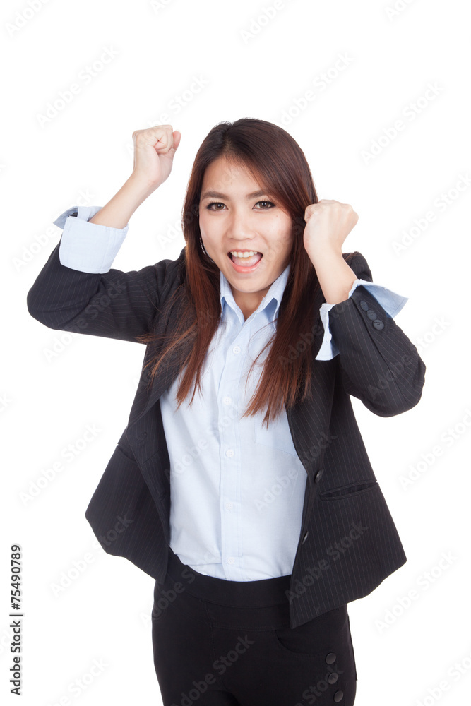 Young Asian businesswoman happy with success