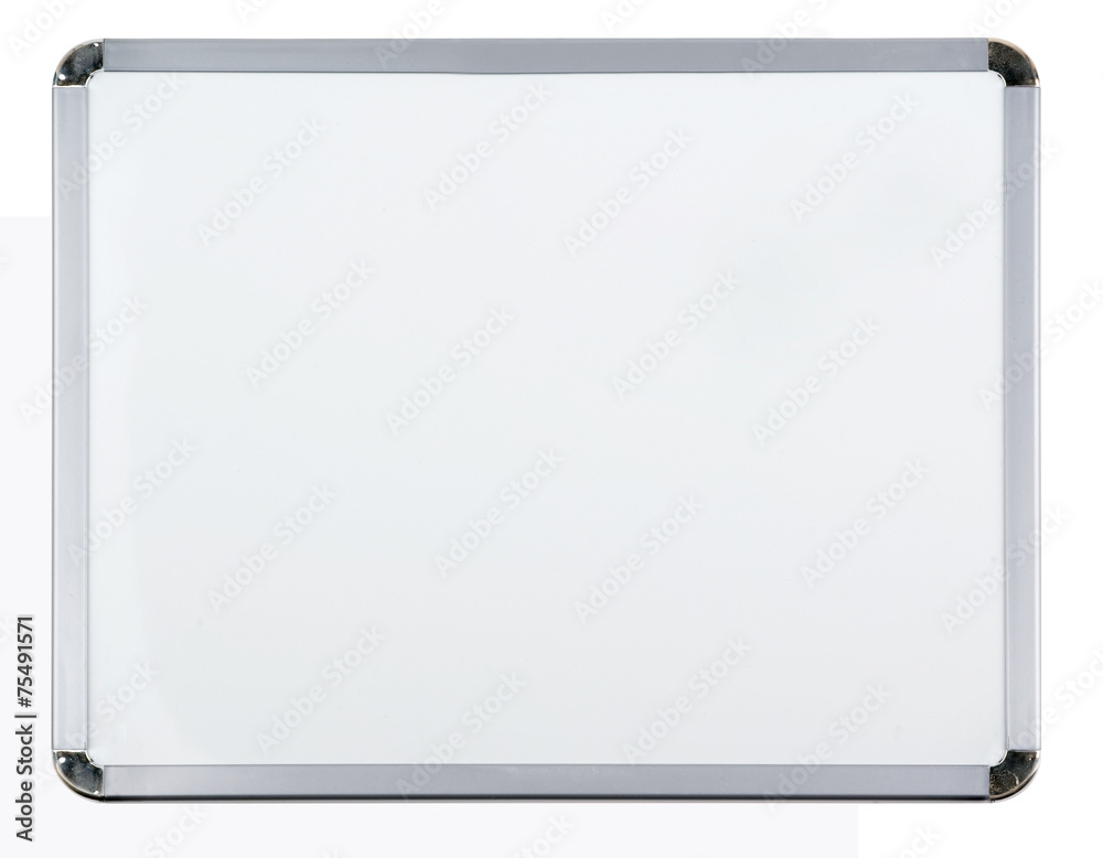 Empty whiteboard (magnetic board) isolated on white