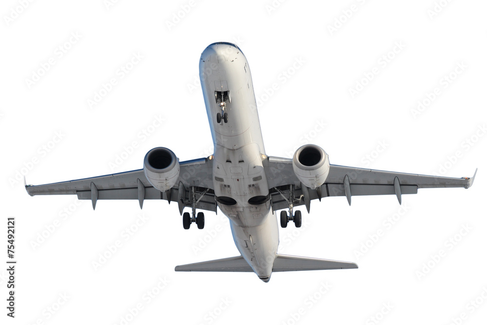 Fototapeta premium White plane with landing gear