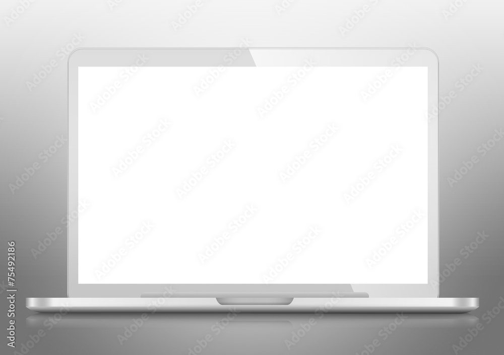 Modern Laptop PC with blank LCD screen