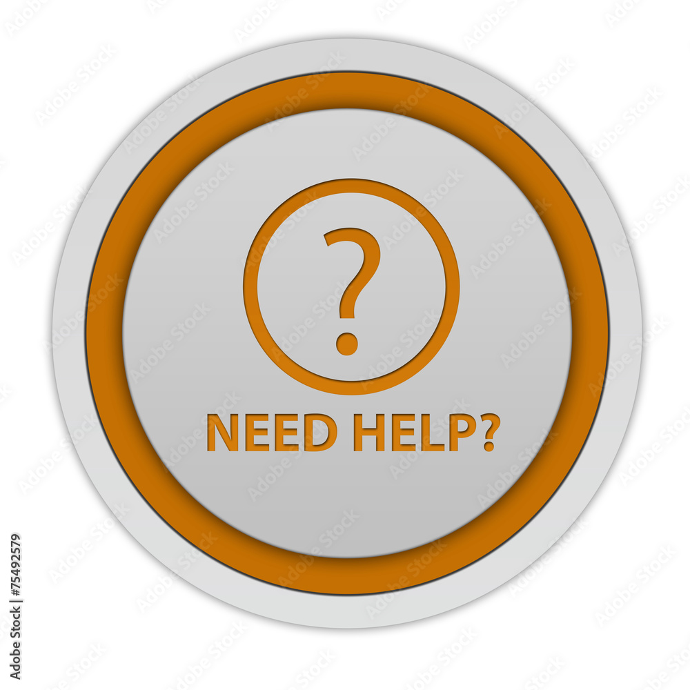 Help circular icon on white background