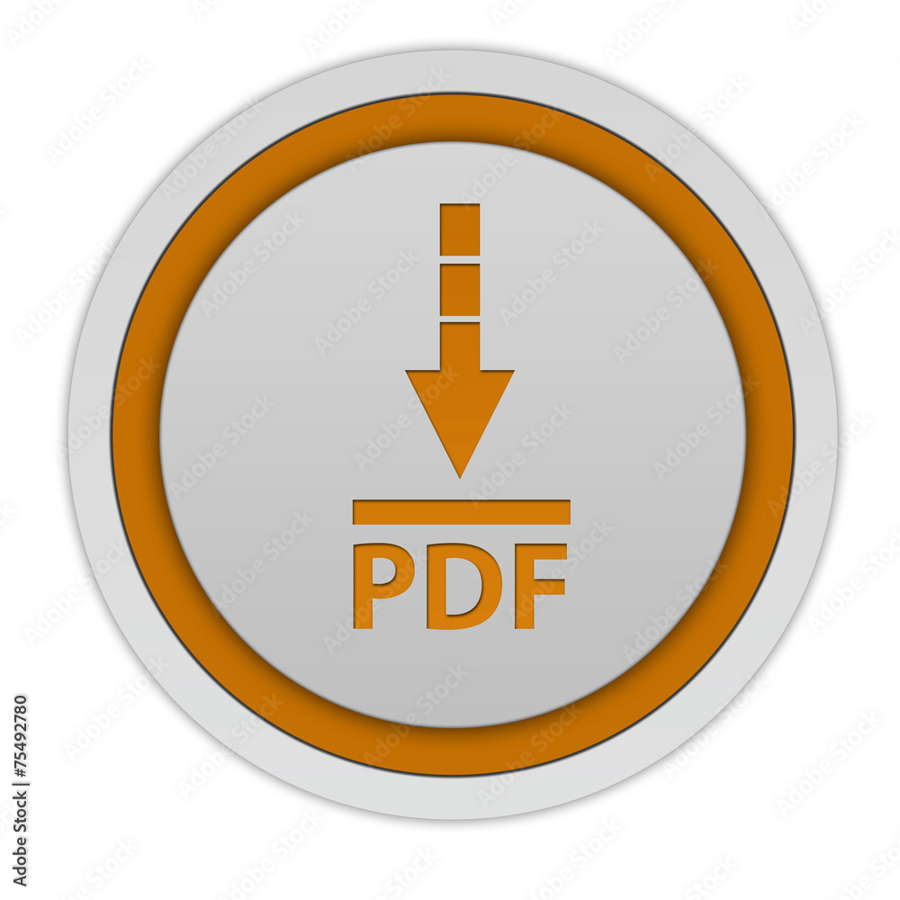 Pdf download circular icon on white background Pdf download circular icon on white background