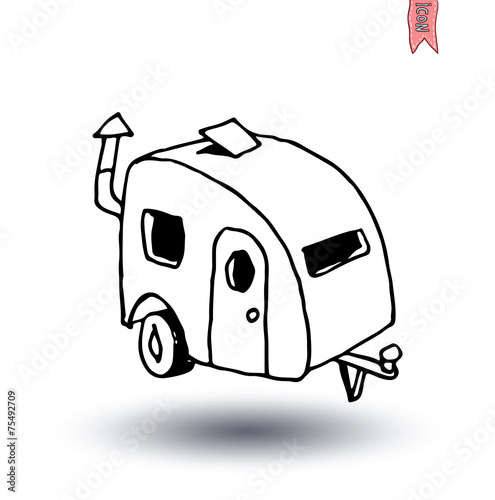 Caravan icon, vector illustration.