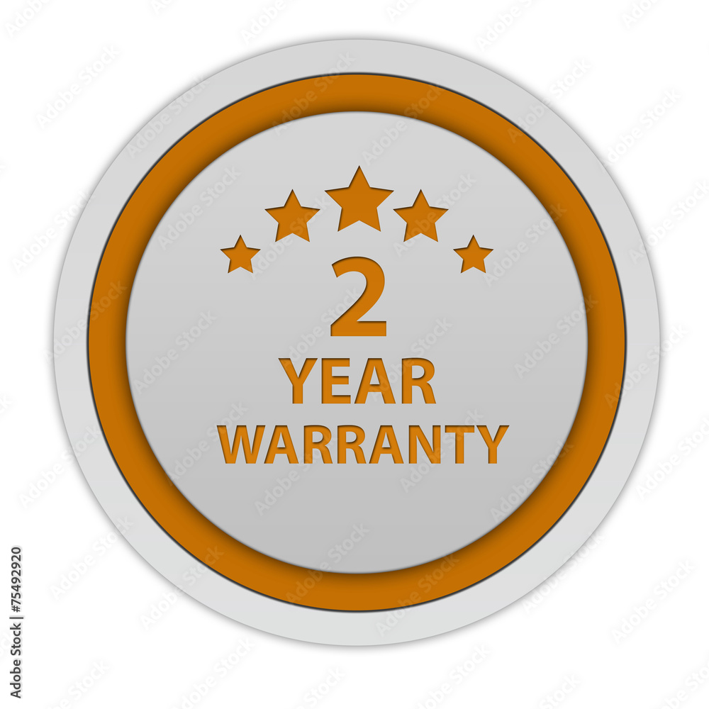 Two year warranty circular icon on white background Two year warranty circular icon on white background
