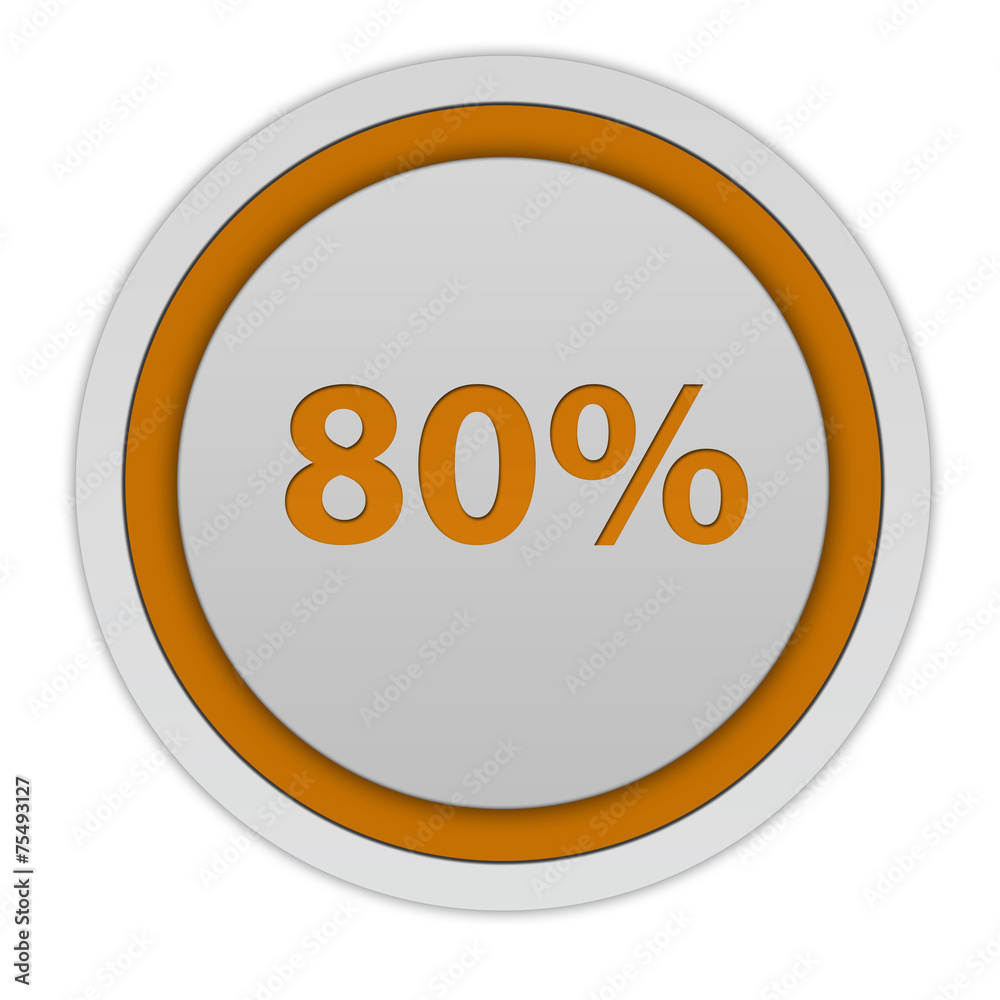 Eighty percent circular icon on white background Eighty percent circular icon on white background