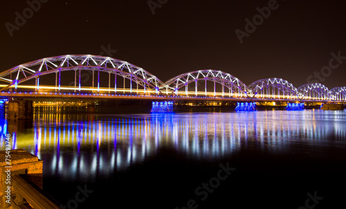 Famous railway bridge in Riga, Latvia