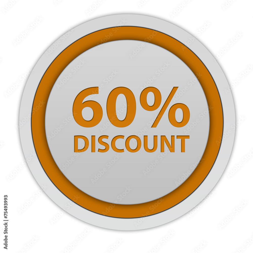 Discount sixty percent circular icon on white background Discount sixty percent circular icon on white background