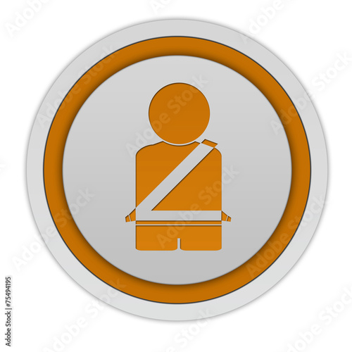 Seat belt circular icon on white background