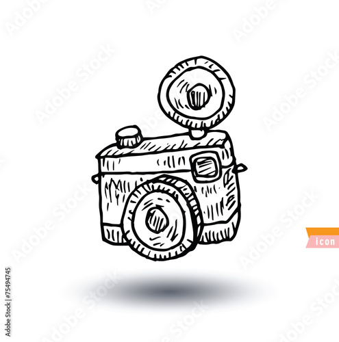 camera icon, hand drawn illustration.