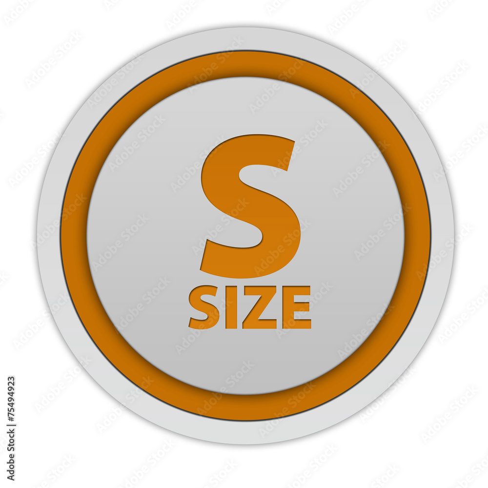 S size circular icon on white background S size circular icon on white background
