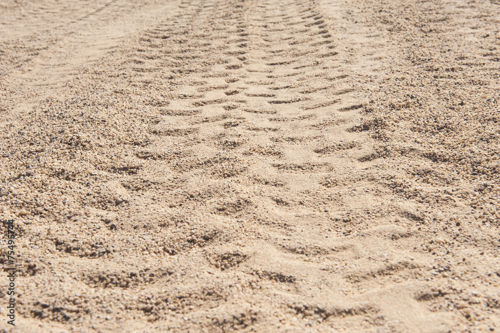 Closeup of 4x4 tyre tracks in the desert Closeup of 4x4 tyre tracks in the desert