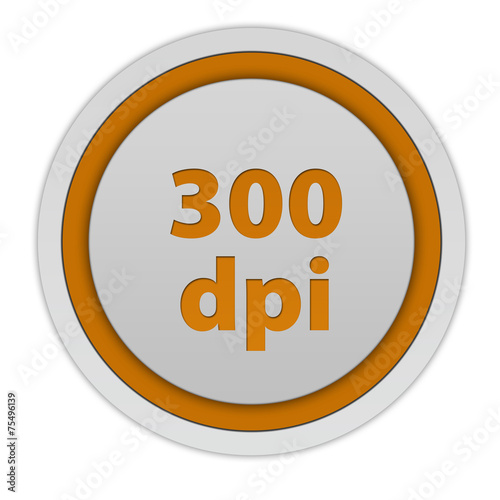 300 dpi circular icon on white background