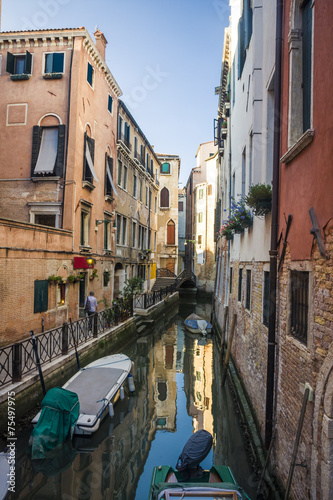 Beautiful view on the Venice city in Italy with canal