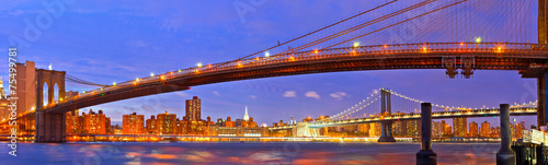 New York City, USA. Brooklyn and Manhattan bridges at sunset #75499781