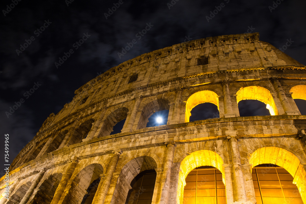 Roman Coliseum under the full moon