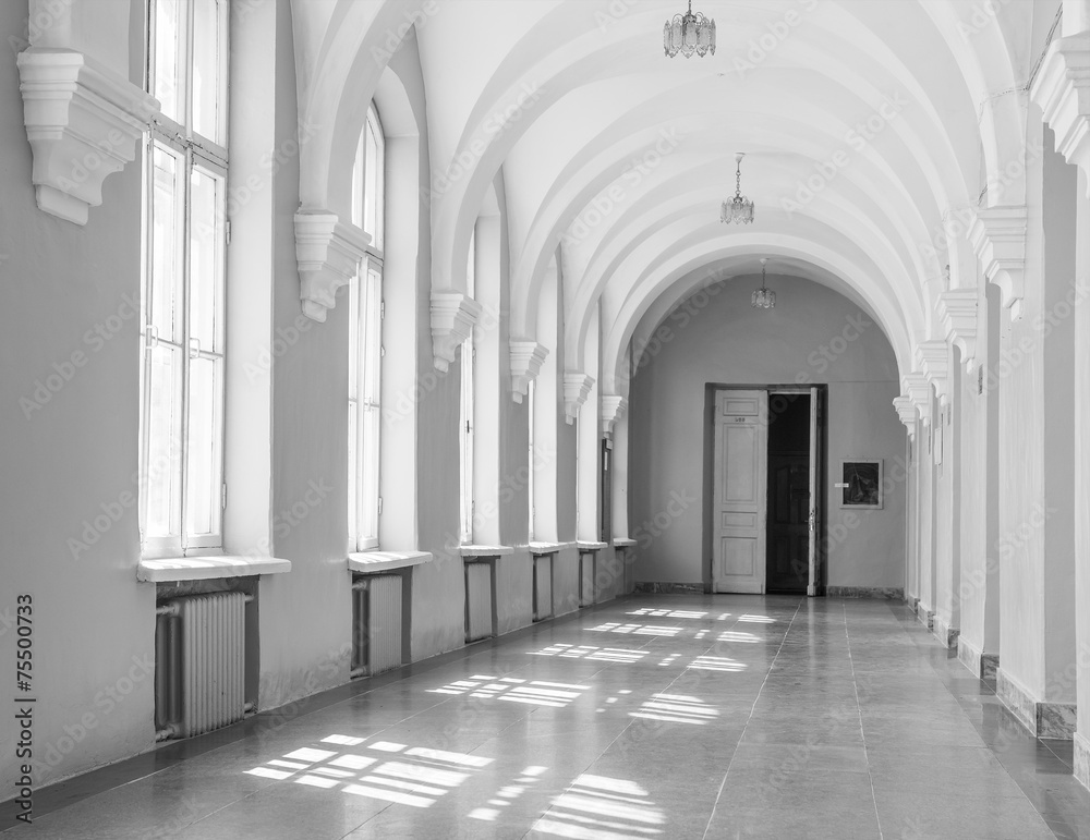 white old building corridor interior