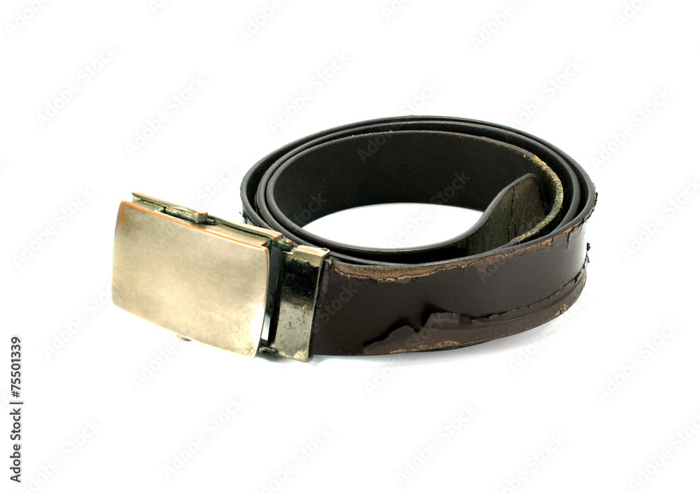 Old Leather belt isolated on white background Old Leather belt isolated on white background