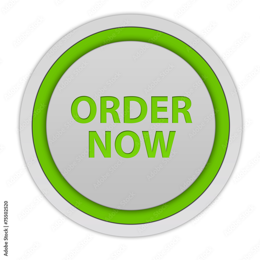 Order now circular icon on white background Order now circular icon on white background