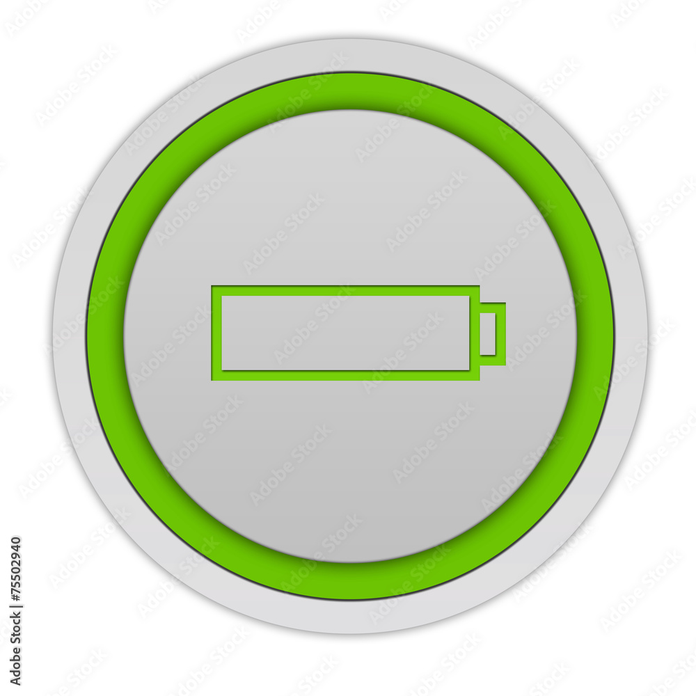 battery circular icon on white background