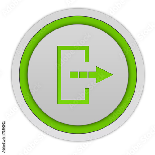 Logout circular icon on white background