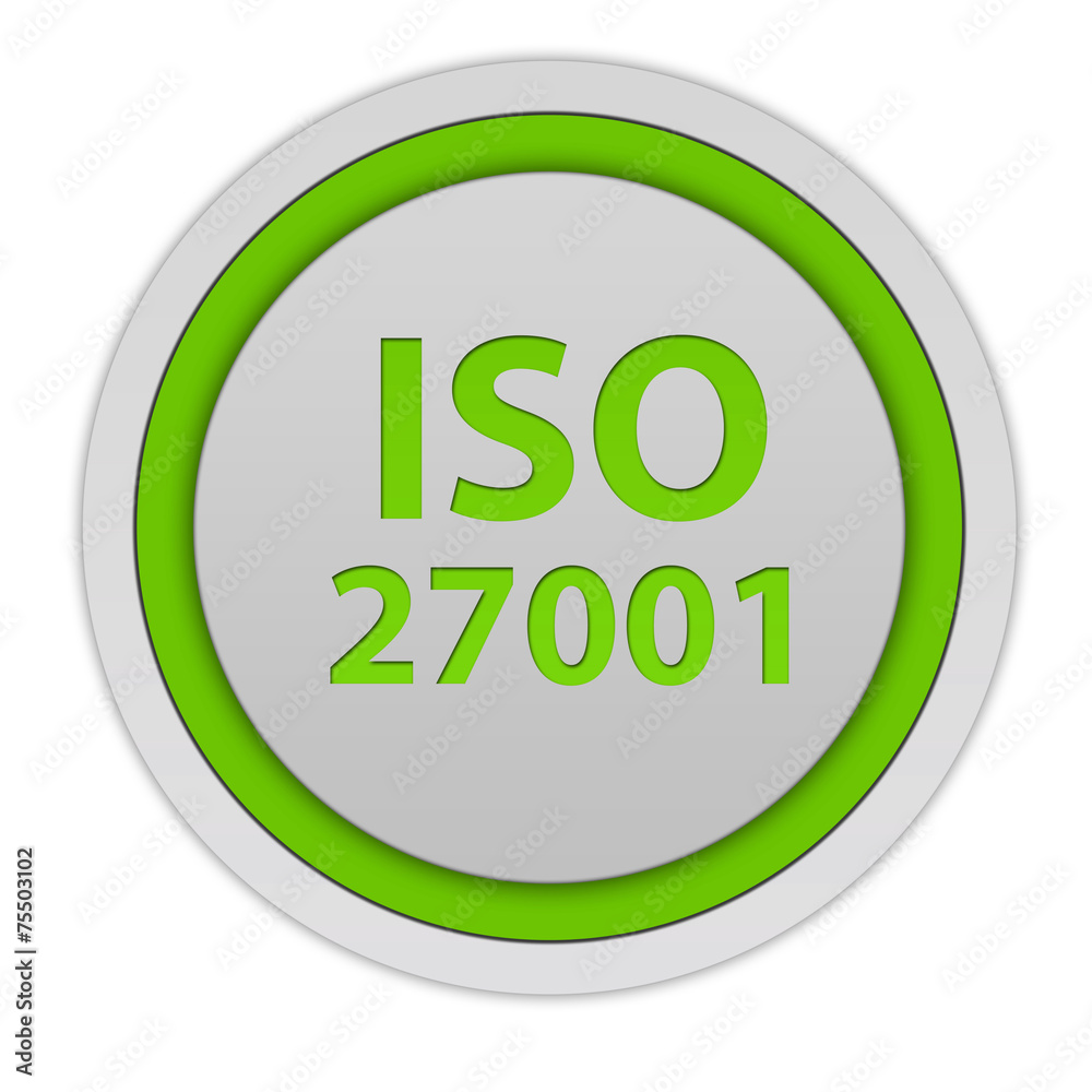 Iso 27001 circular icon on white background Iso 27001 circular icon on white background