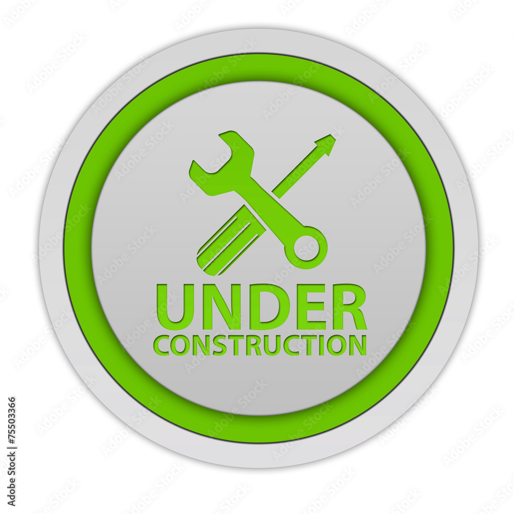 Under construction circular icon on white background Under construction circular icon on white background